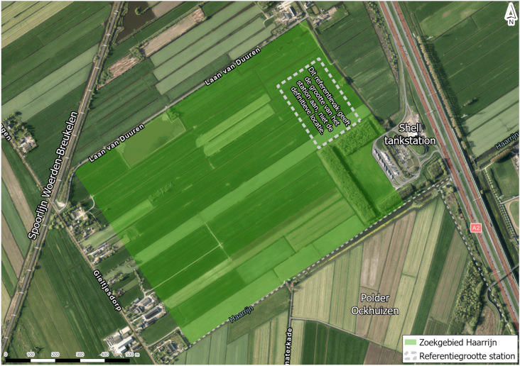 Figuur 1: zoeklocatie Haarrijn voor het TenneT-station Utrecht Noord