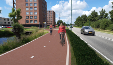 Een artist impression van het vernieuwde fietspad in IJsselstein als onderdeel van de doorfietsroute IJsselstein-Utrecht