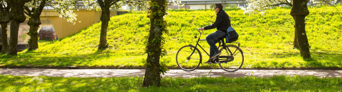 man fiets in park